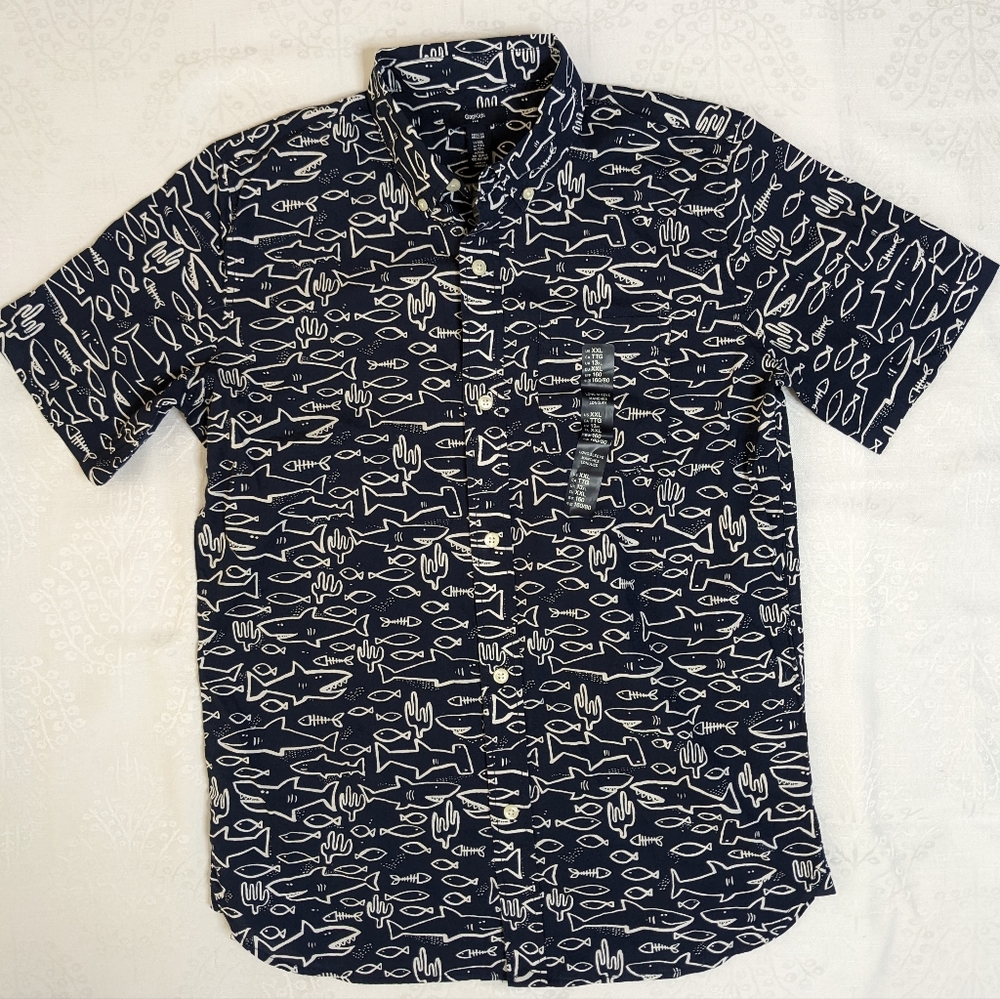 Boy's Gap Fish/Shark Short Sleeve Button Down Shirt NWT